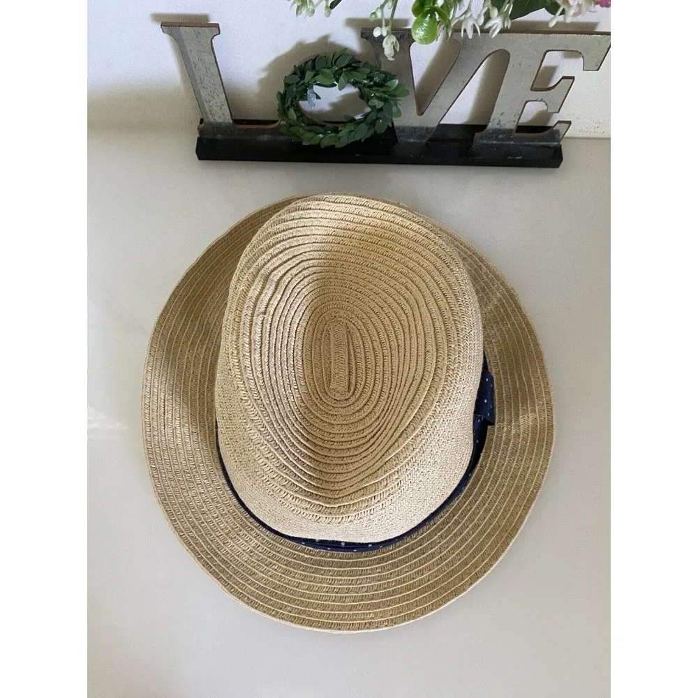 Carter’s 2 Fedora Straw Sun Hats Cap Blue Ribbon For‎ Child 2-4 Mint Condition!